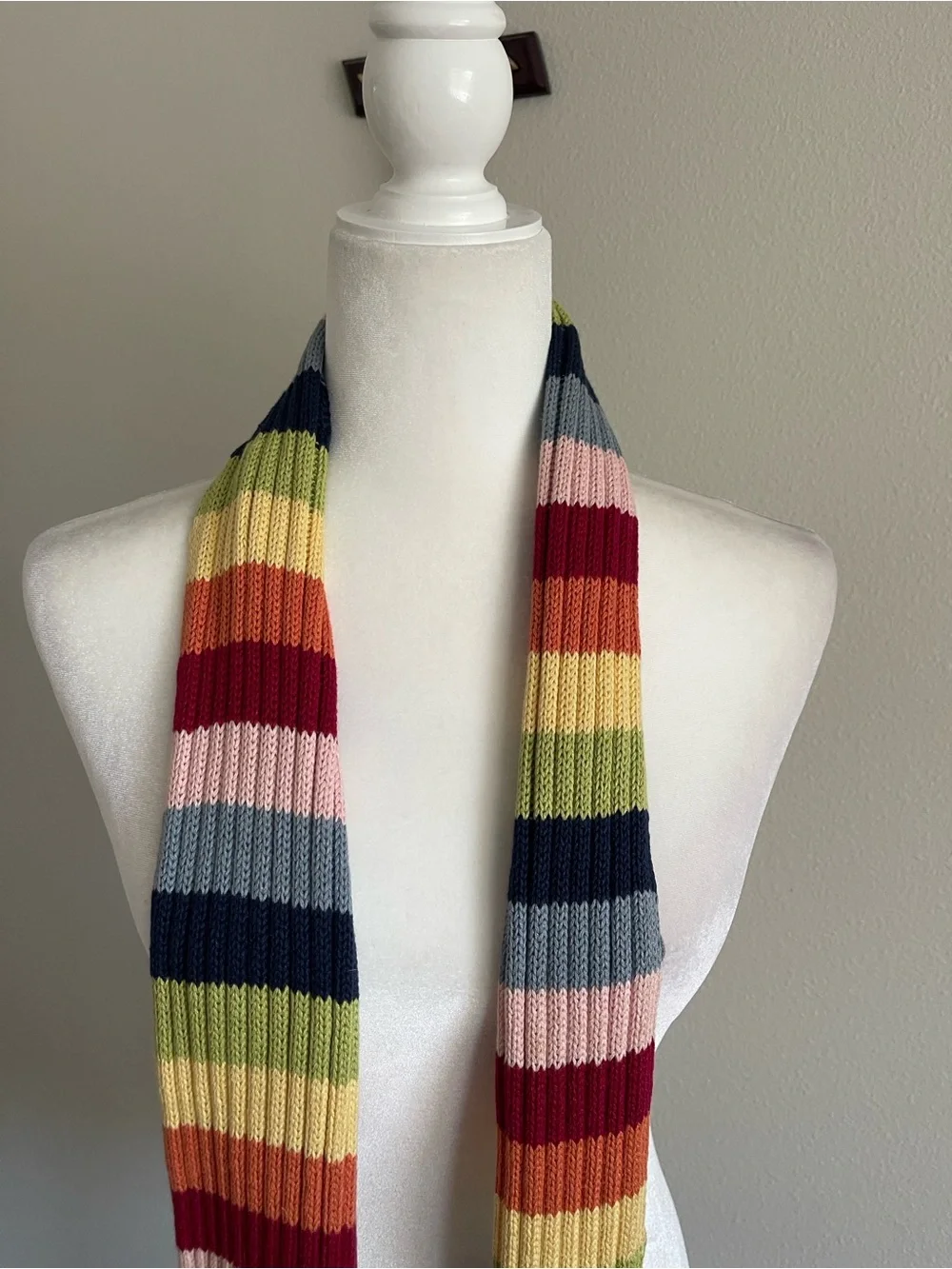 Next Era Rainbow Ribbed Knit Scarf in Navy, Red, Pink, Yellow & Green